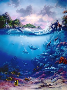 Playmates under sea Oil Paintings